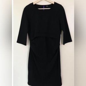 Seraphine • 8 • Solid Black Ponte Knit Maternity Nursing Dress